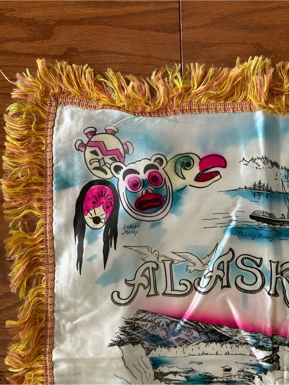 Vintage‎ 1950’s Satin Souvenir Pillow Case Alaska